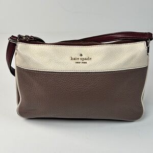 kate spade Two-Tone Leather Crossbody in Brown, Cream & Burgundy